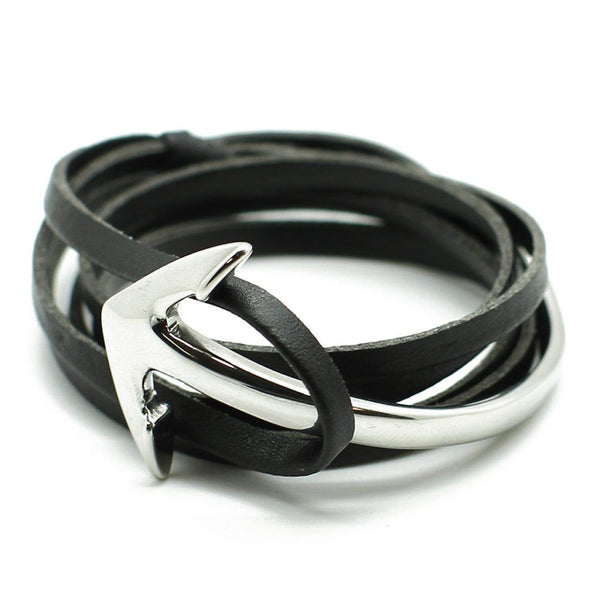 Mens Handmade Woven Anchor Leather Cord Bracelet Jewelry Unisex PU Leather  Bracelet With Anchor Alloy Clasp 8.6 Inches Length Adjustable price in UAE,  UAE